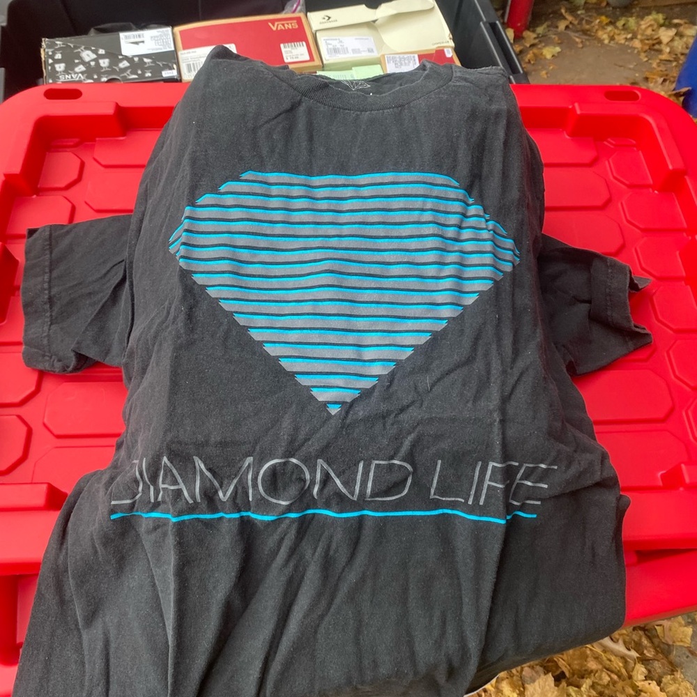 Diamond Supply Co. Men Black Tee with Blue Stripes